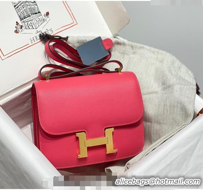 Super Quality Hermes Constance Bag 18cm in Epsom Leather H3037 Rose Lipstick Pink 2023 (Half Handmade)