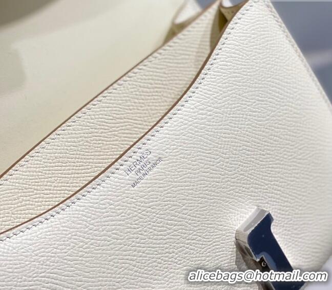 Popular Style Hermes Constance Bag 18cm in Epsom Leather H3037 Cream White/Silver 2023 (Half Handmade)