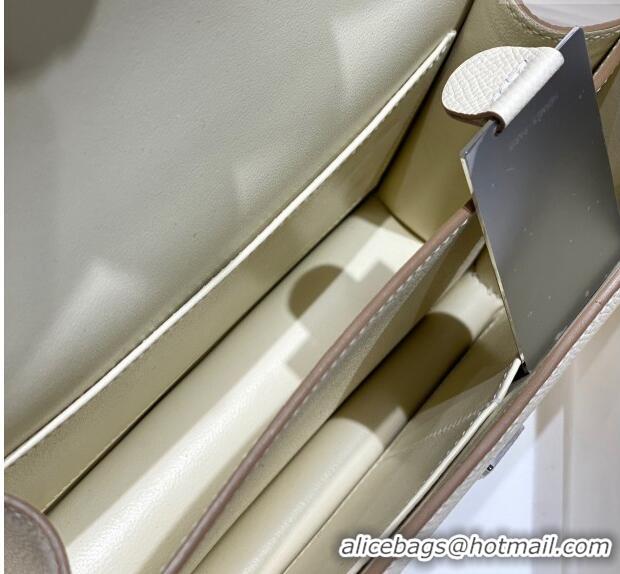 Popular Style Hermes Constance Bag 18cm in Epsom Leather H3037 Cream White/Silver 2023 (Half Handmade)