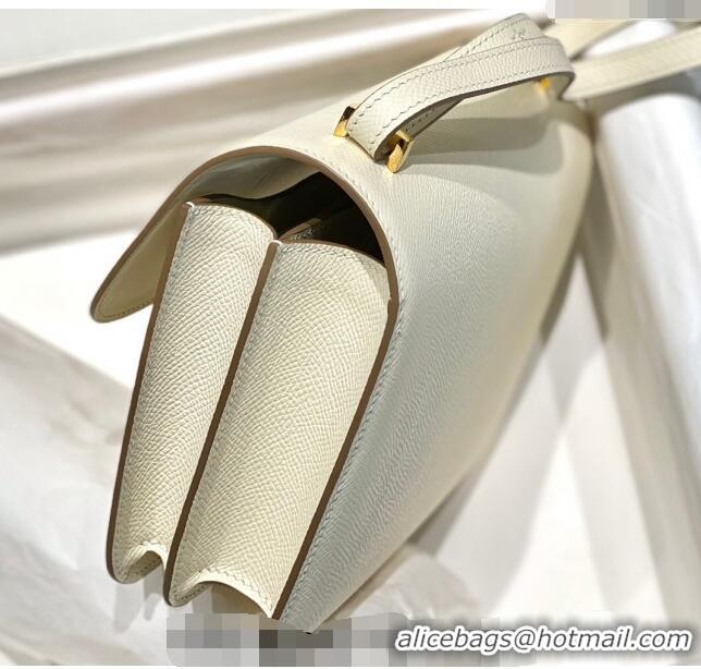 Luxury Cheap Hermes Constance Bag 18cm in Epsom Leather H3037 Cream White/Gold 2023 (Half Handmade)