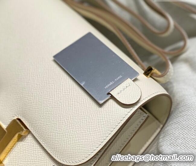 Luxury Cheap Hermes Constance Bag 18cm in Epsom Leather H3037 Cream White/Gold 2023 (Half Handmade)