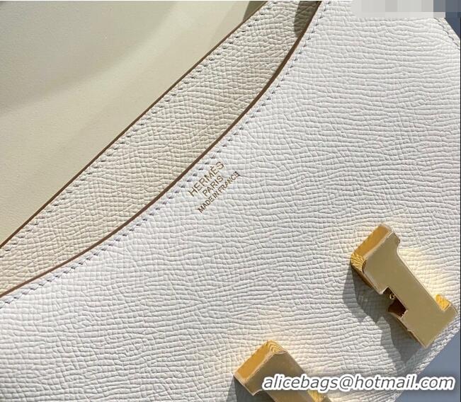 Luxury Cheap Hermes Constance Bag 18cm in Epsom Leather H3037 Cream White/Gold 2023 (Half Handmade)