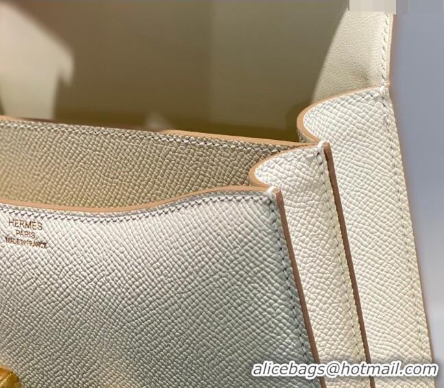 Luxury Cheap Hermes Constance Bag 18cm in Epsom Leather H3037 Cream White/Gold 2023 (Half Handmade)