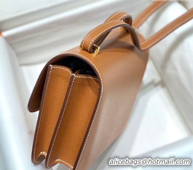 Grade Design Hermes Constance Bag 18cm in Epsom Leather H3037 Brown/Gold 2023 (Half Handmade)