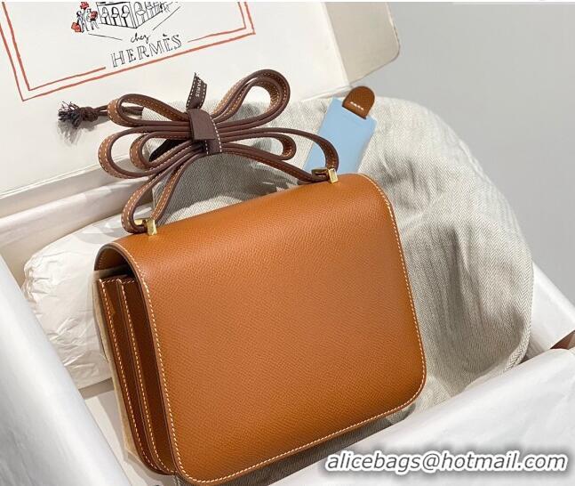 Grade Design Hermes Constance Bag 18cm in Epsom Leather H3037 Brown/Gold 2023 (Half Handmade)