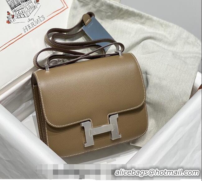 Reasonable Price Hermes Constance Bag 18cm in Epsom Leather H3037 Elephant Grey/Silver 2023 (Half Handmade)