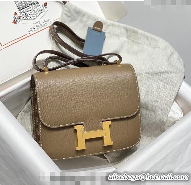 Best Price Hermes Constance Bag 18cm in Epsom Leather H3037 Elephant Grey/Gold 2023 (Half Handmade)