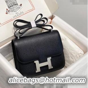 Best Price Hermes Constance Bag 18cm in Epsom Leather H3037 Black/Silver 2023 (Half Handmade)