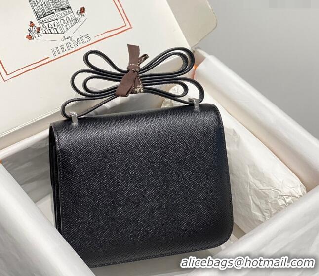 Best Price Hermes Constance Bag 18cm in Epsom Leather H3037 Black/Silver 2023 (Half Handmade)