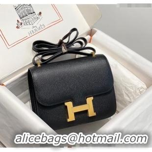 Luxurious Hermes Constance Bag 18cm in Epsom Leather H3037 Black/Gold 2023 (Half Handmade)