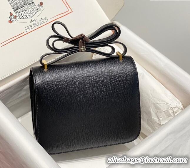 Luxurious Hermes Constance Bag 18cm in Epsom Leather H3037 Black/Gold 2023 (Half Handmade)