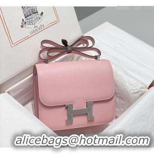 New Fashion Hermes Classic Constance Bag 23cm in Epsom Leather H3038 3Q Cream Pink/Silver 2023