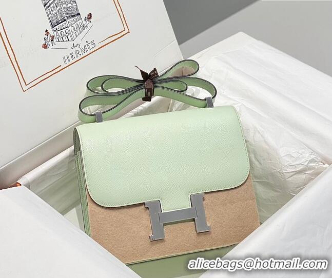 Best Grade Hermes Classic Constance Bag 23cm in Epsom Leather H3038 Bubble Green/Silver 2023