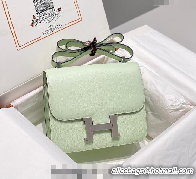 Best Grade Hermes Classic Constance Bag 23cm in Epsom Leather H3038 Bubble Green/Silver 2023