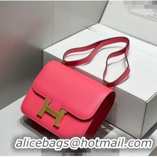 Traditional Discount Hermes Classic Constance Bag 23cm in Epsom Leather H3038 Rose Lipstick Pink/Gold 2023