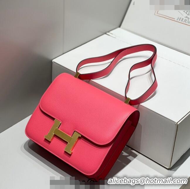 Traditional Discount Hermes Classic Constance Bag 23cm in Epsom Leather H3038 Rose Lipstick Pink/Gold 2023