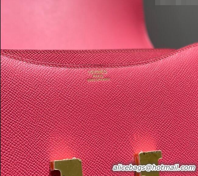 Traditional Discount Hermes Classic Constance Bag 23cm in Epsom Leather H3038 Rose Lipstick Pink/Gold 2023