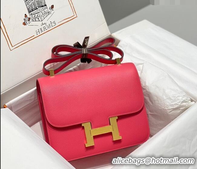 Traditional Discount Hermes Classic Constance Bag 23cm in Epsom Leather H3038 Rose Lipstick Pink/Gold 2023