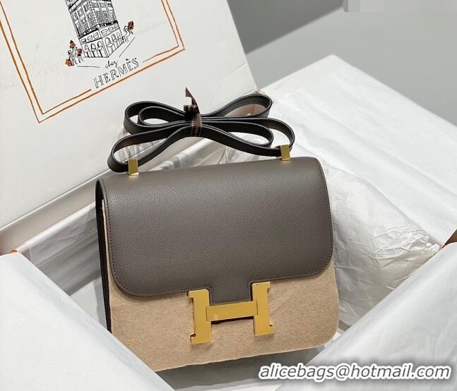 Top Design Hermes Classic Constance Bag 23cm in Epsom Leather H3038 Etain Grey/Gold 2023