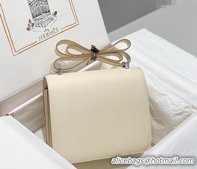 Affordable Price Hermes Classic Constance Bag 23cm in Epsom Leather H3038 Cream White/Silver 2023