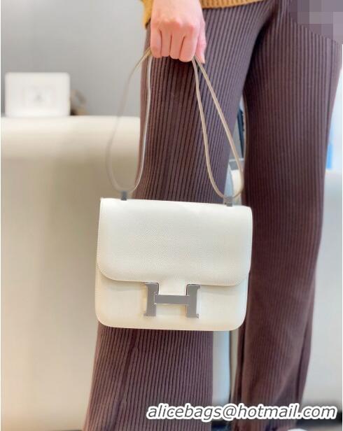 Affordable Price Hermes Classic Constance Bag 23cm in Epsom Leather H3038 Cream White/Silver 2023