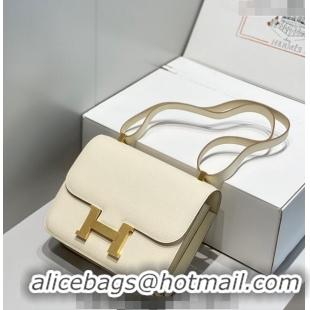 Top Quality Hermes Classic Constance Bag 23cm in Epsom Leather H3038 Cream White/Gold 2023