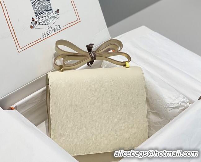 Top Quality Hermes Classic Constance Bag 23cm in Epsom Leather H3038 Cream White/Gold 2023