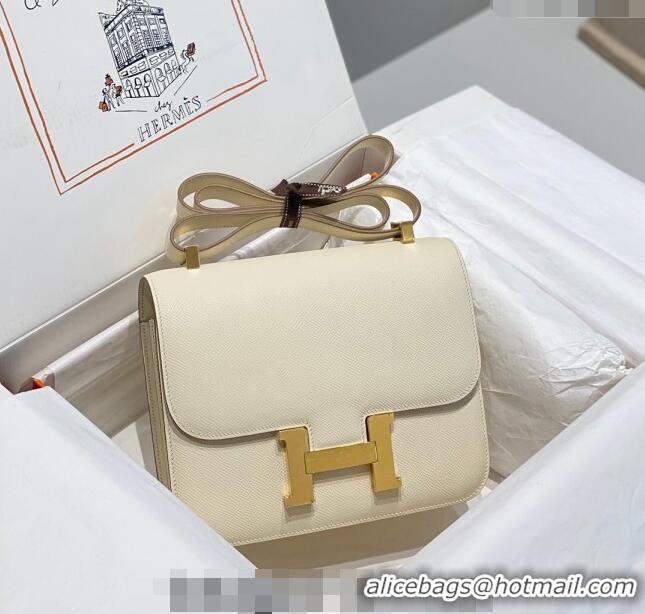 Top Quality Hermes Classic Constance Bag 23cm in Epsom Leather H3038 Cream White/Gold 2023