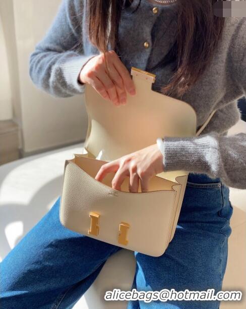 Top Quality Hermes Classic Constance Bag 23cm in Epsom Leather H3038 Cream White/Gold 2023