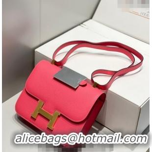 Famous Brand Hermes Constance Bag 23cm in Epsom Leather with Mirror H3038 Rose Lipstick Pink/Gold 2023 ( Half Handmade)