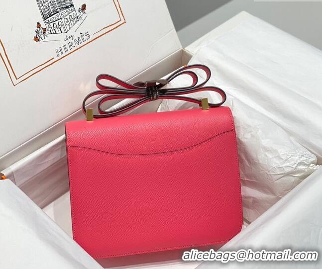 Famous Brand Hermes Constance Bag 23cm in Epsom Leather with Mirror H3038 Rose Lipstick Pink/Gold 2023 ( Half Handmade)