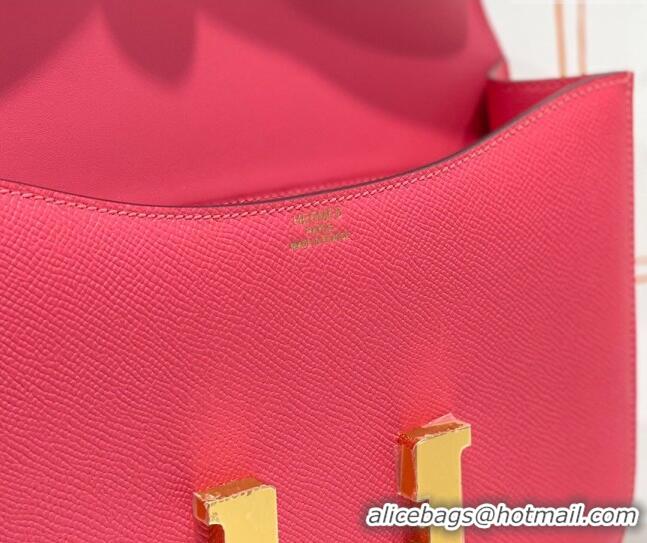 Famous Brand Hermes Constance Bag 23cm in Epsom Leather with Mirror H3038 Rose Lipstick Pink/Gold 2023 ( Half Handmade)