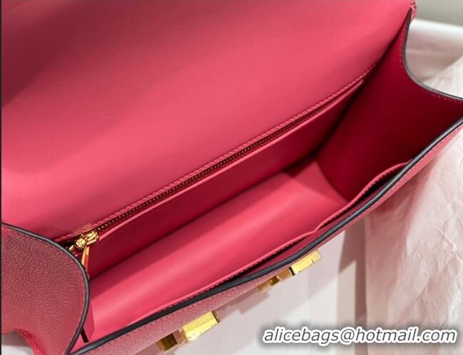 Famous Brand Hermes Constance Bag 23cm in Epsom Leather with Mirror H3038 Rose Lipstick Pink/Gold 2023 ( Half Handmade)