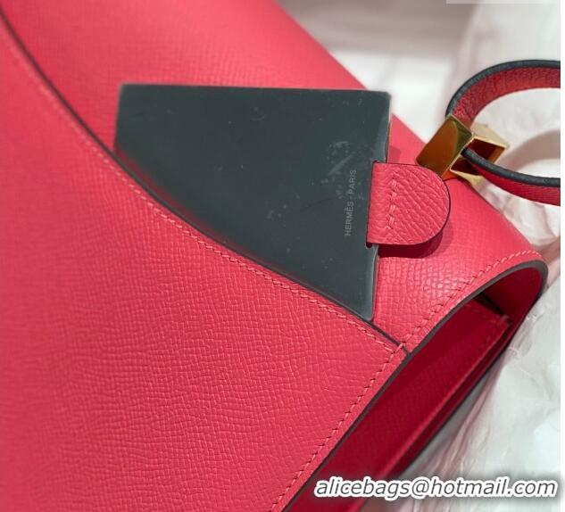 Famous Brand Hermes Constance Bag 23cm in Epsom Leather with Mirror H3038 Rose Lipstick Pink/Gold 2023 ( Half Handmade)