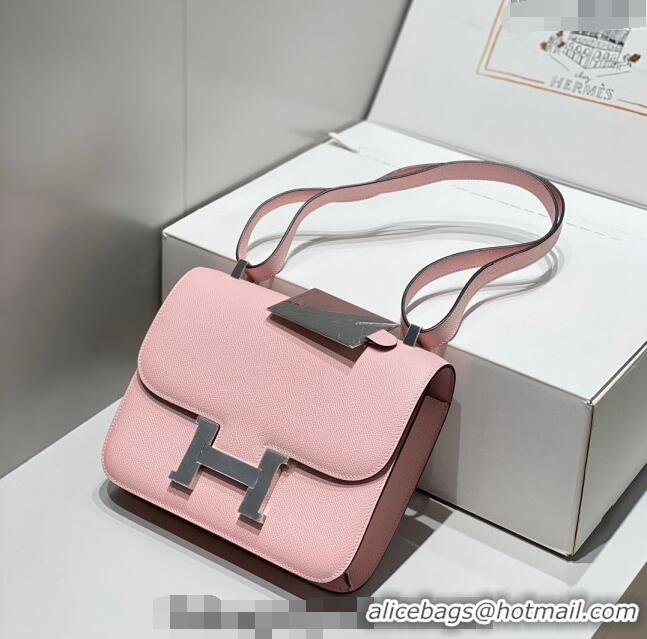 Well Crafted Hermes Constance Bag 23cm in Epsom Leather with Mirror H3038 3Q Pink/Silver 2023 NEW ( Half Handmade)