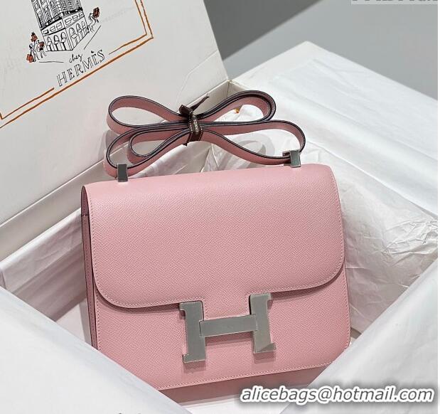 Well Crafted Hermes Constance Bag 23cm in Epsom Leather with Mirror H3038 3Q Pink/Silver 2023 NEW ( Half Handmade)