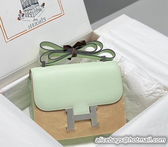 Well Crafted Hermes Constance Bag 23cm in Epsom Leather with Mirror H3038 Bubble Green/Silver 2023 ( Half Handmade)