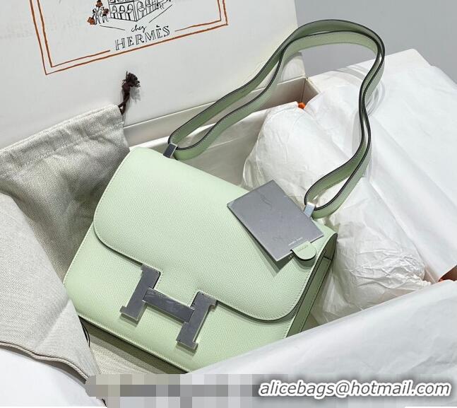 Well Crafted Hermes Constance Bag 23cm in Epsom Leather with Mirror H3038 Bubble Green/Silver 2023 ( Half Handmade)