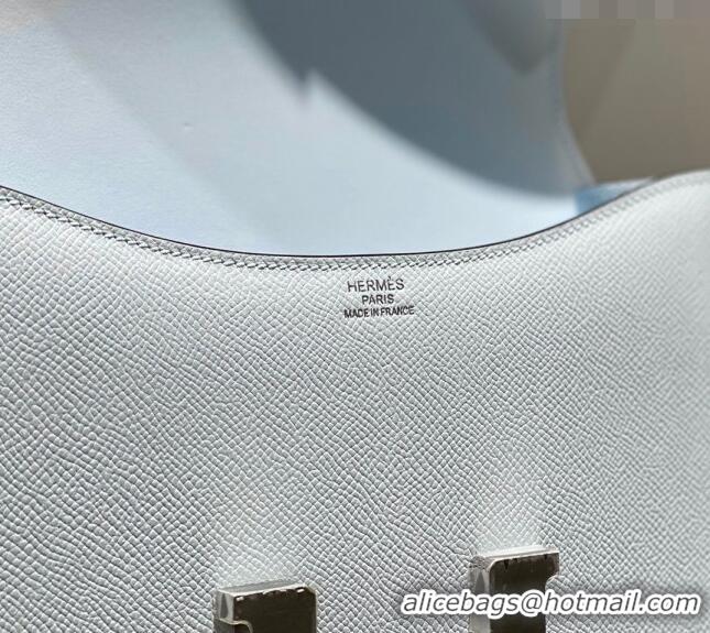 Top Quality Hermes Constance Bag 23cm in Epsom Leather with Mirror H3038 Grail Blue/Silver 2023 NEW ( Half Handmade)