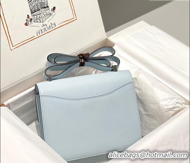 Top Quality Hermes Constance Bag 23cm in Epsom Leather with Mirror H3038 Grail Blue/Silver 2023 NEW ( Half Handmade)