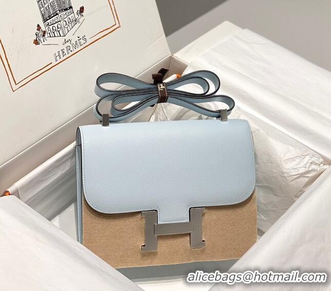 Top Quality Hermes Constance Bag 23cm in Epsom Leather with Mirror H3038 Grail Blue/Silver 2023 NEW ( Half Handmade)