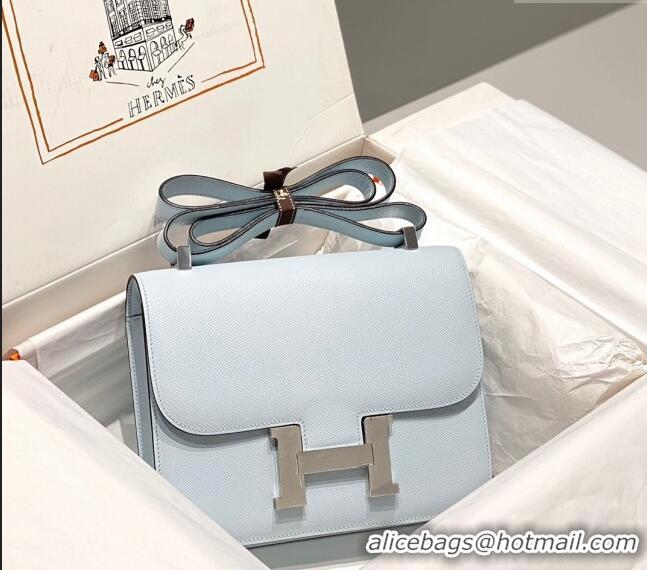 Top Quality Hermes Constance Bag 23cm in Epsom Leather with Mirror H3038 Grail Blue/Silver 2023 NEW ( Half Handmade)