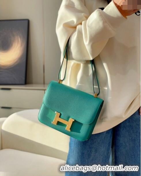 Top Design Hermes Constance Bag 23cm in Epsom Leather with Mirror H3038 Verona Green/Gold 2023 NEW ( Half Handmade)