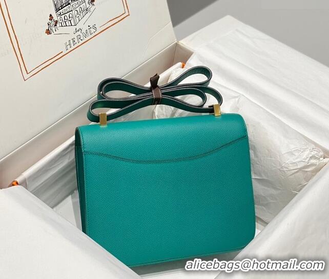 Top Design Hermes Constance Bag 23cm in Epsom Leather with Mirror H3038 Verona Green/Gold 2023 NEW ( Half Handmade)