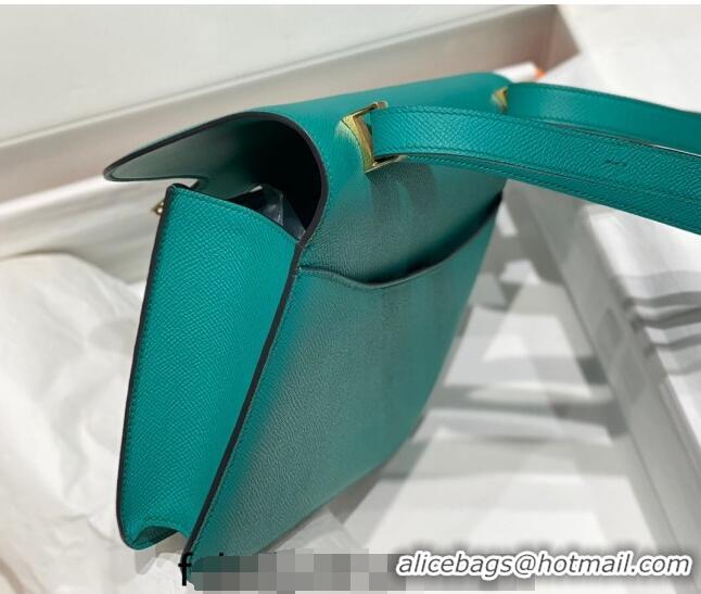 Top Design Hermes Constance Bag 23cm in Epsom Leather with Mirror H3038 Verona Green/Gold 2023 NEW ( Half Handmade)