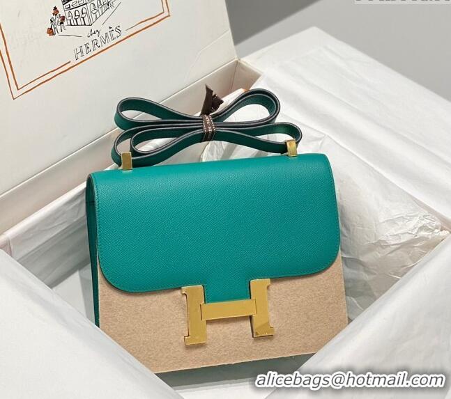 Top Design Hermes Constance Bag 23cm in Epsom Leather with Mirror H3038 Verona Green/Gold 2023 NEW ( Half Handmade)