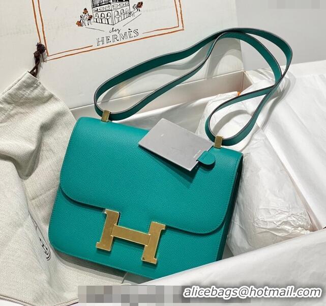 Top Design Hermes Constance Bag 23cm in Epsom Leather with Mirror H3038 Verona Green/Gold 2023 NEW ( Half Handmade)