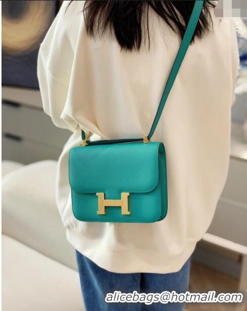 Top Design Hermes Constance Bag 23cm in Epsom Leather with Mirror H3038 Verona Green/Gold 2023 NEW ( Half Handmade)