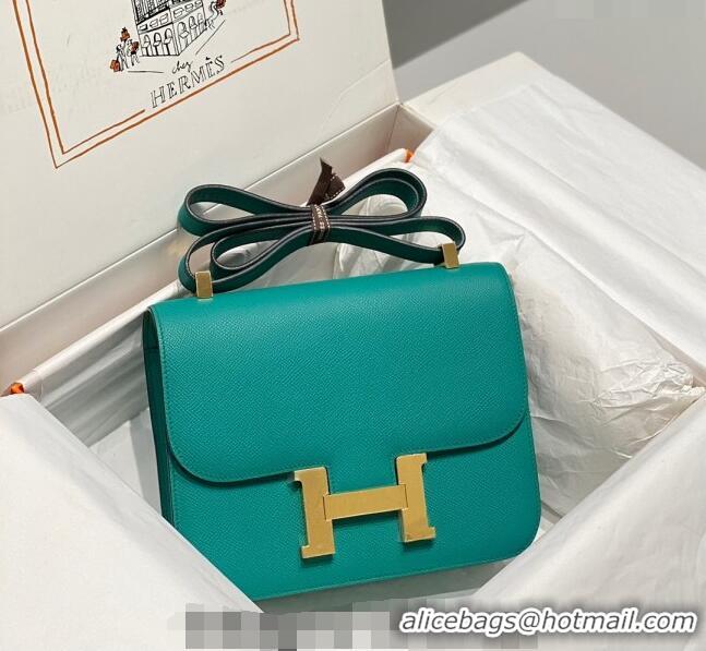 Top Design Hermes Constance Bag 23cm in Epsom Leather with Mirror H3038 Verona Green/Gold 2023 NEW ( Half Handmade)