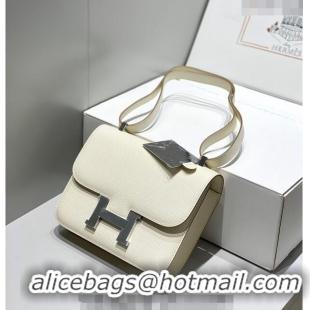 Best Price Hermes Constance Bag 23cm in Epsom Leather with Mirror H3038 Cream White/Silver 2023 NEW ( Half Handmade)